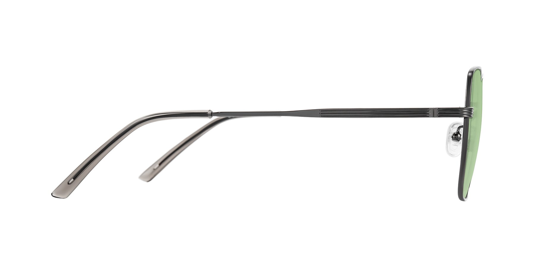Side of Grafton in Gunmetal with Medium Green Tinted Lenses
