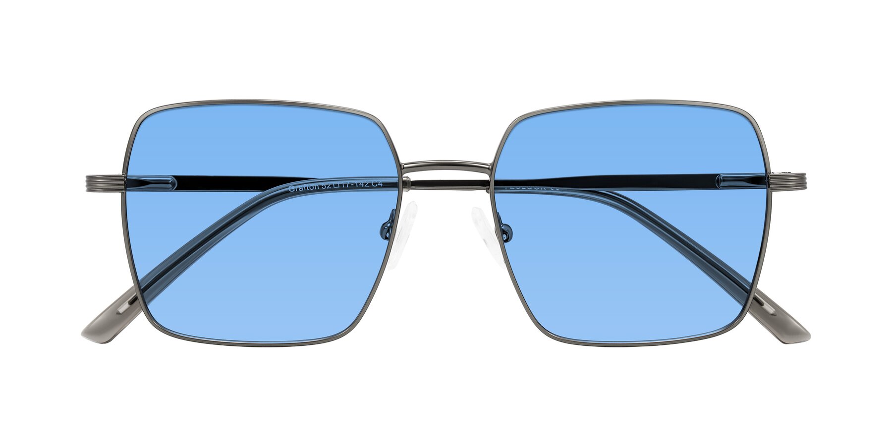 Folded Front of Grafton in Gunmetal with Medium Blue Tinted Lenses