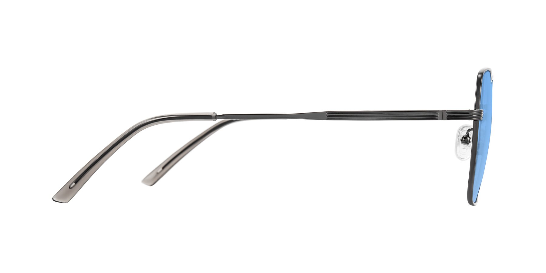 Side of Grafton in Gunmetal with Medium Blue Tinted Lenses