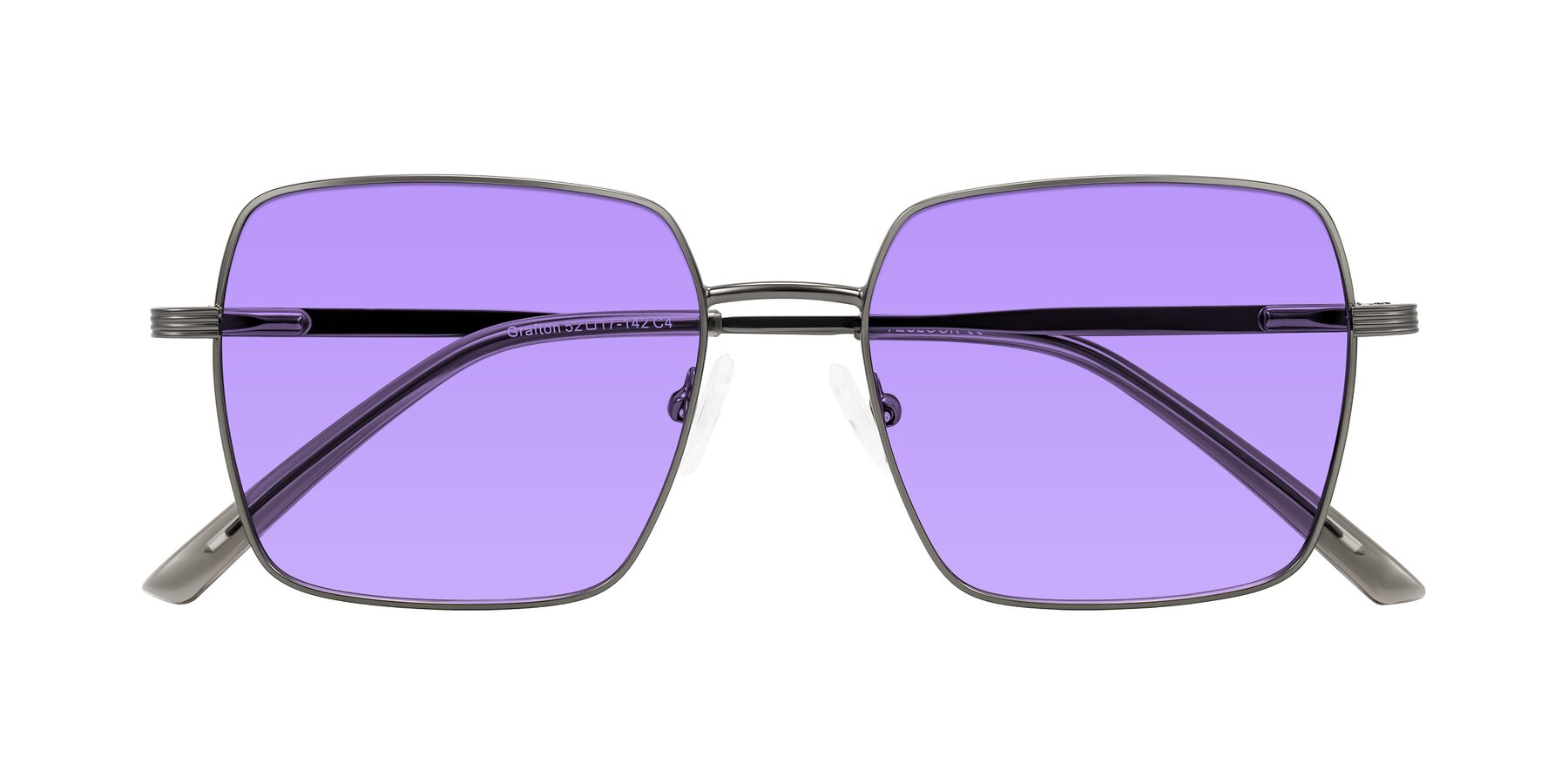 Folded Front of Grafton in Gunmetal with Medium Purple Tinted Lenses
