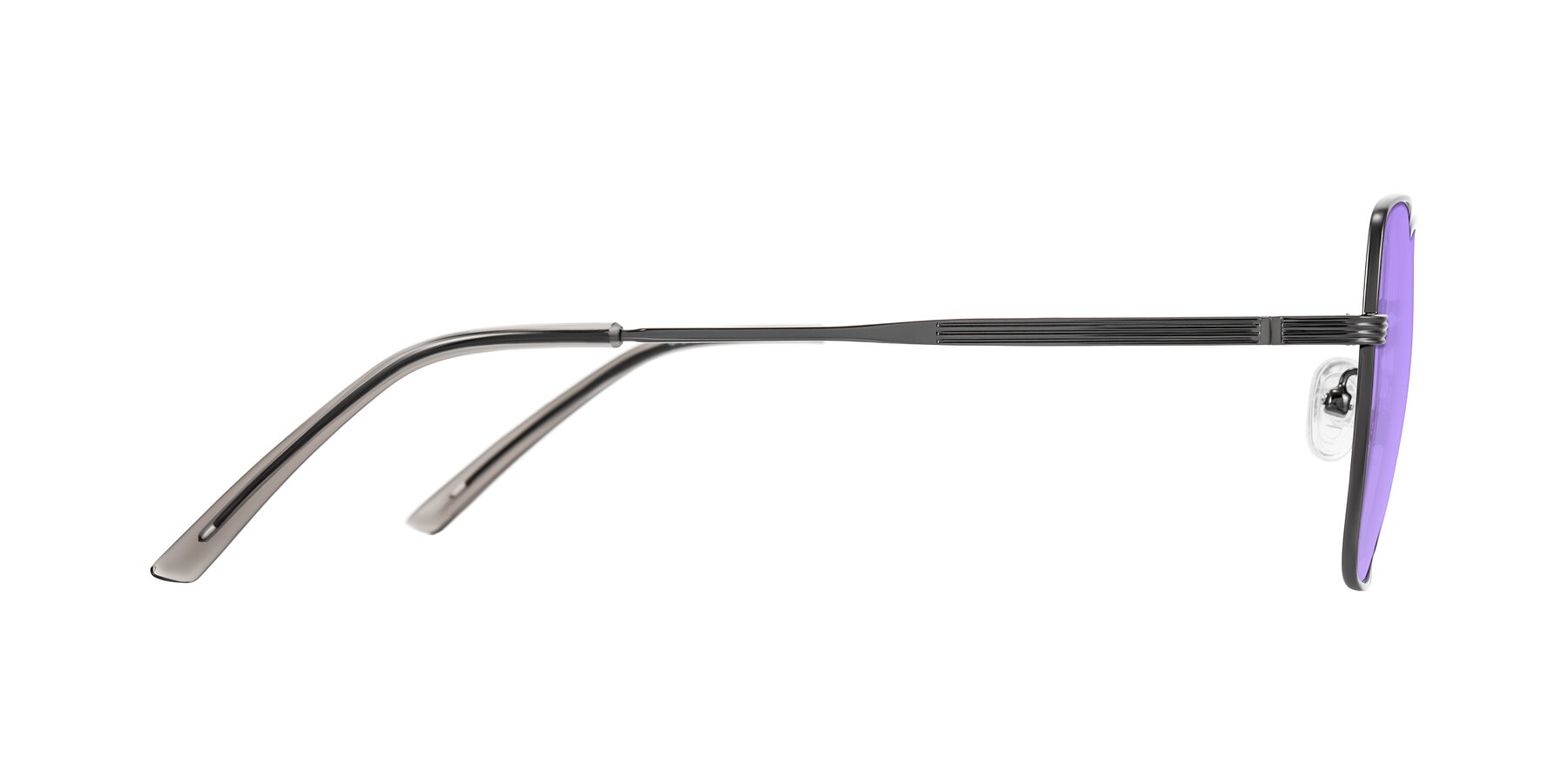 Side of Grafton in Gunmetal with Medium Purple Tinted Lenses