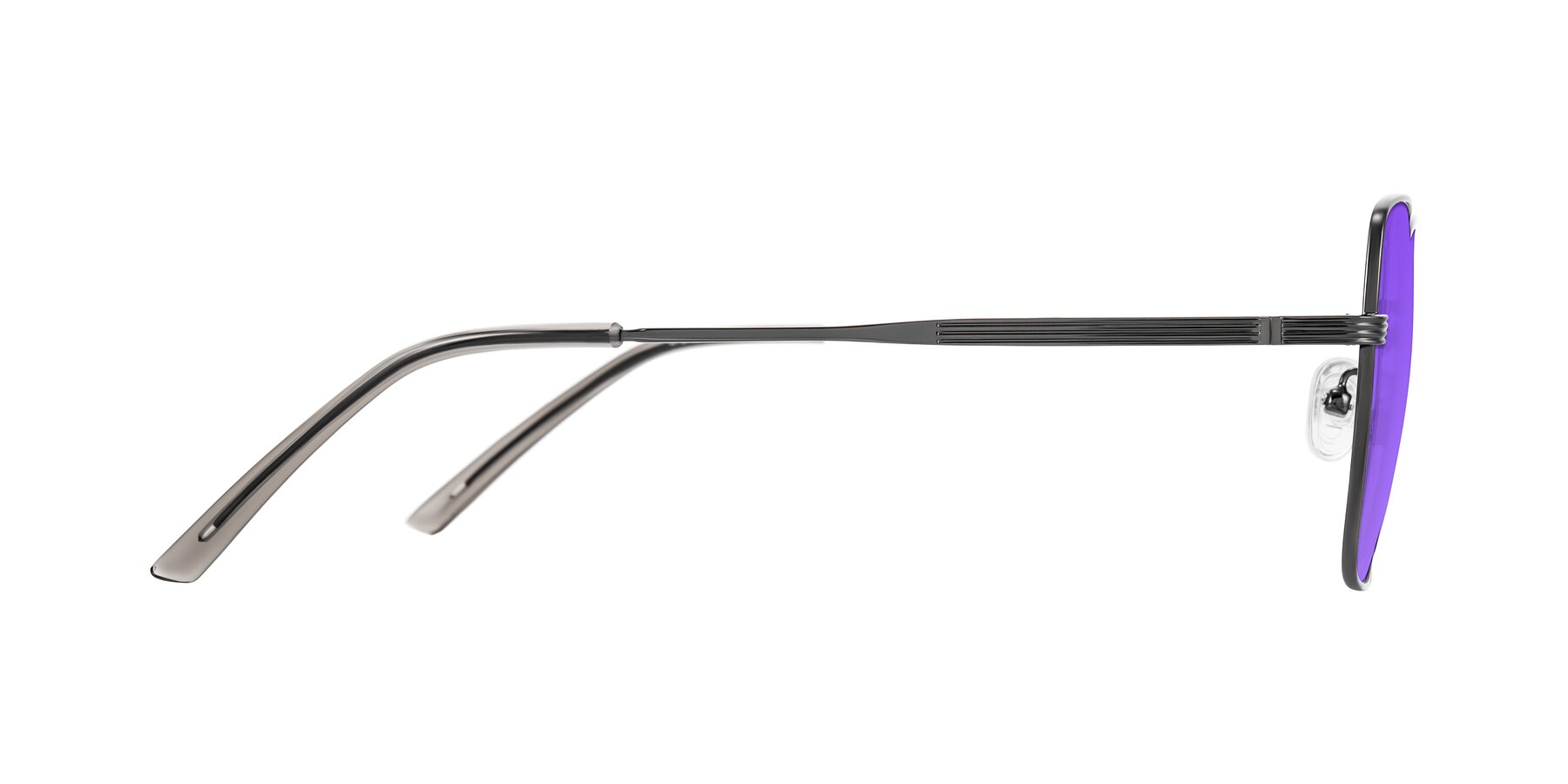 Side of Grafton in Gunmetal with Purple Tinted Lenses