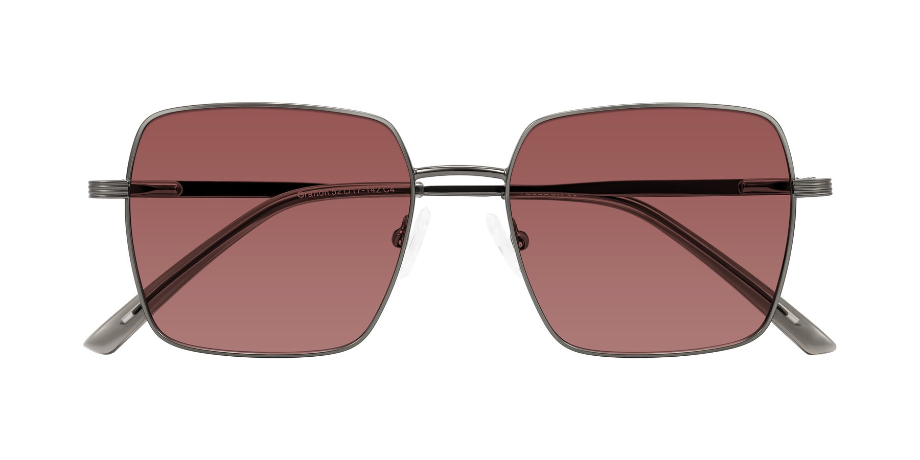 Folded Front of Grafton in Gunmetal with Garnet Tinted Lenses
