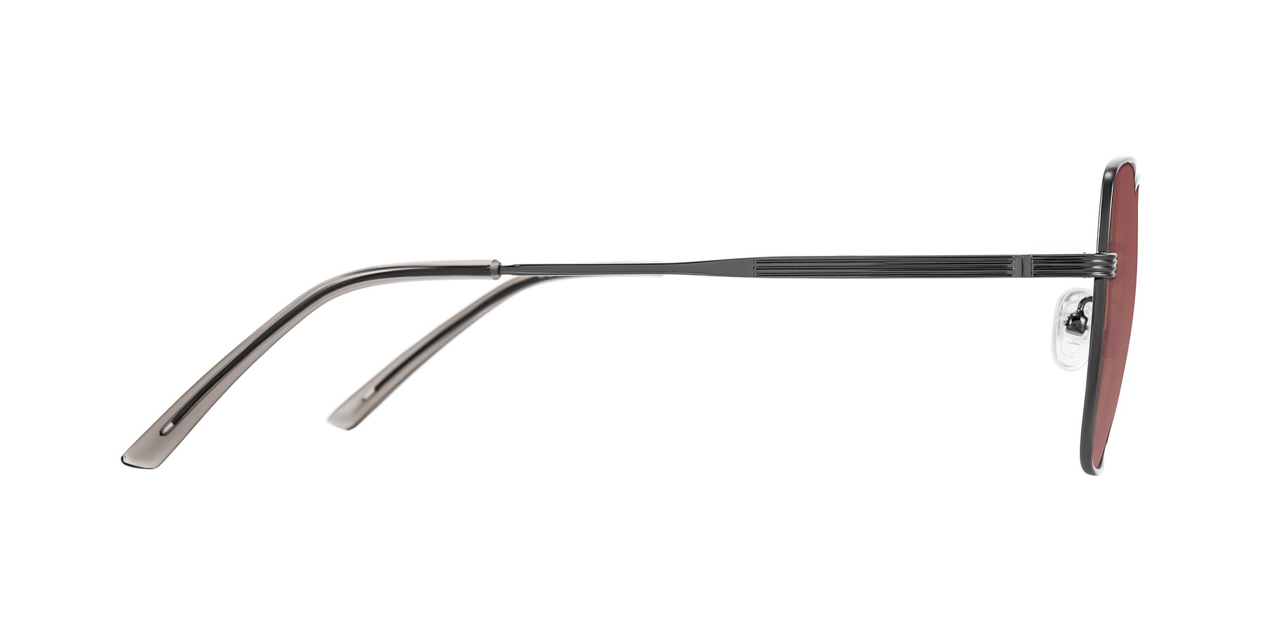Side of Grafton in Gunmetal with Garnet Tinted Lenses