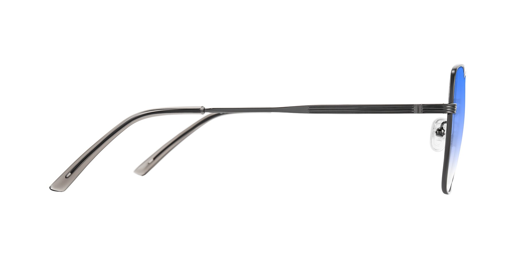 Side of Grafton in Gunmetal with Blue Gradient Lenses
