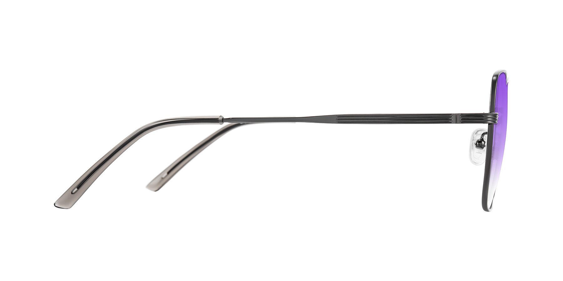 Side of Grafton in Gunmetal with Purple Gradient Lenses