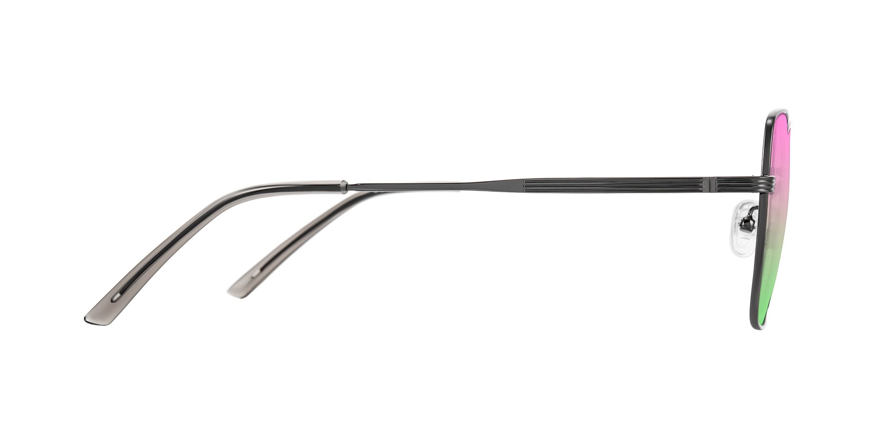 Side of Grafton in Gunmetal with Pink / Green Gradient Lenses