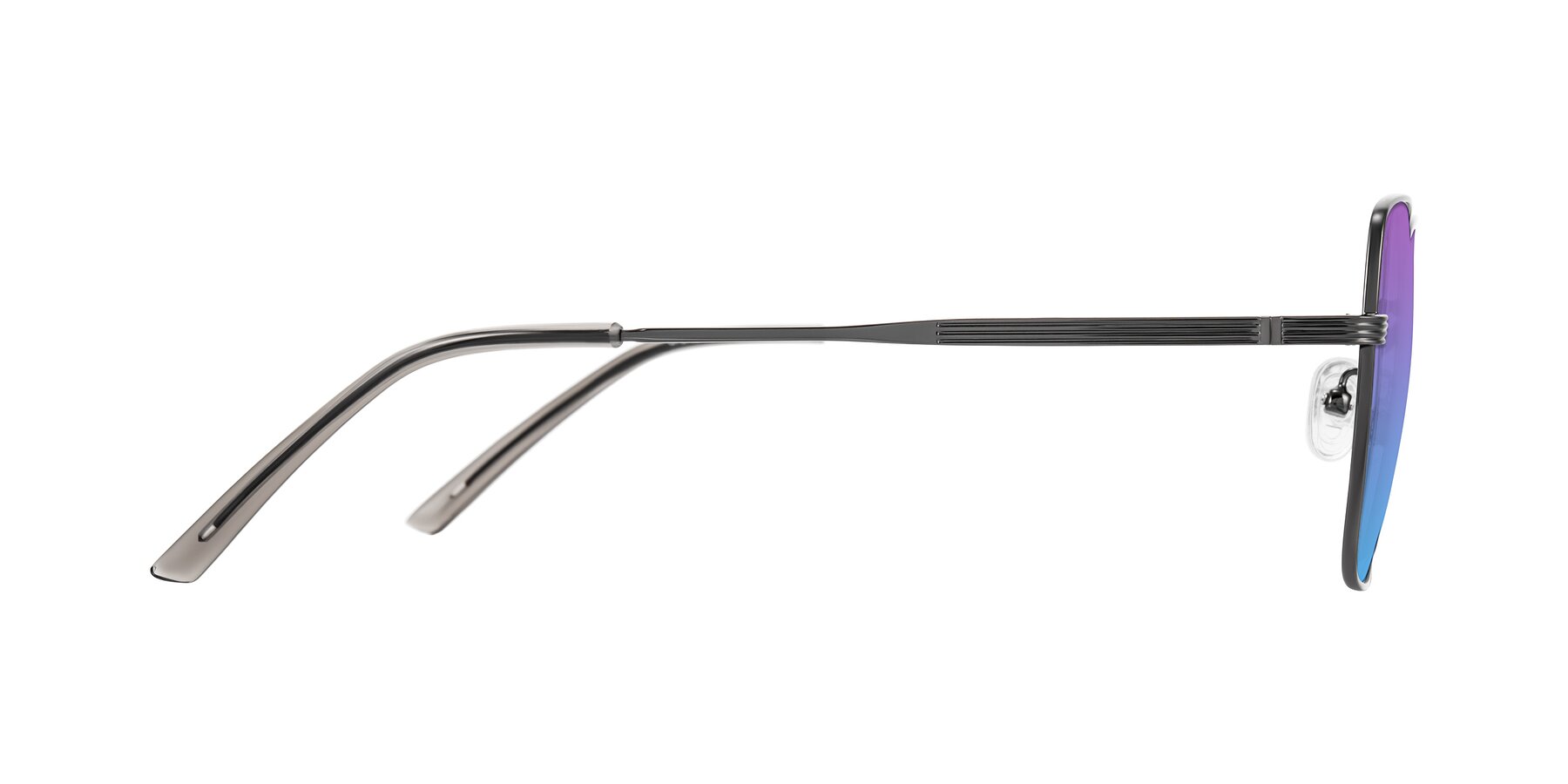 Side of Grafton in Gunmetal with Purple / Blue Gradient Lenses