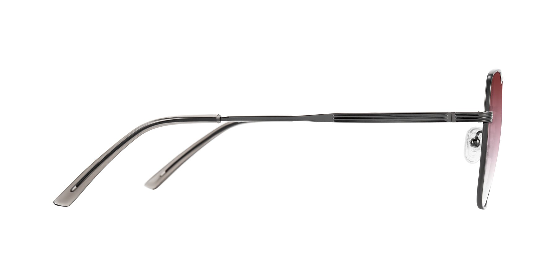 Side of Grafton in Gunmetal with Garnet Gradient Lenses