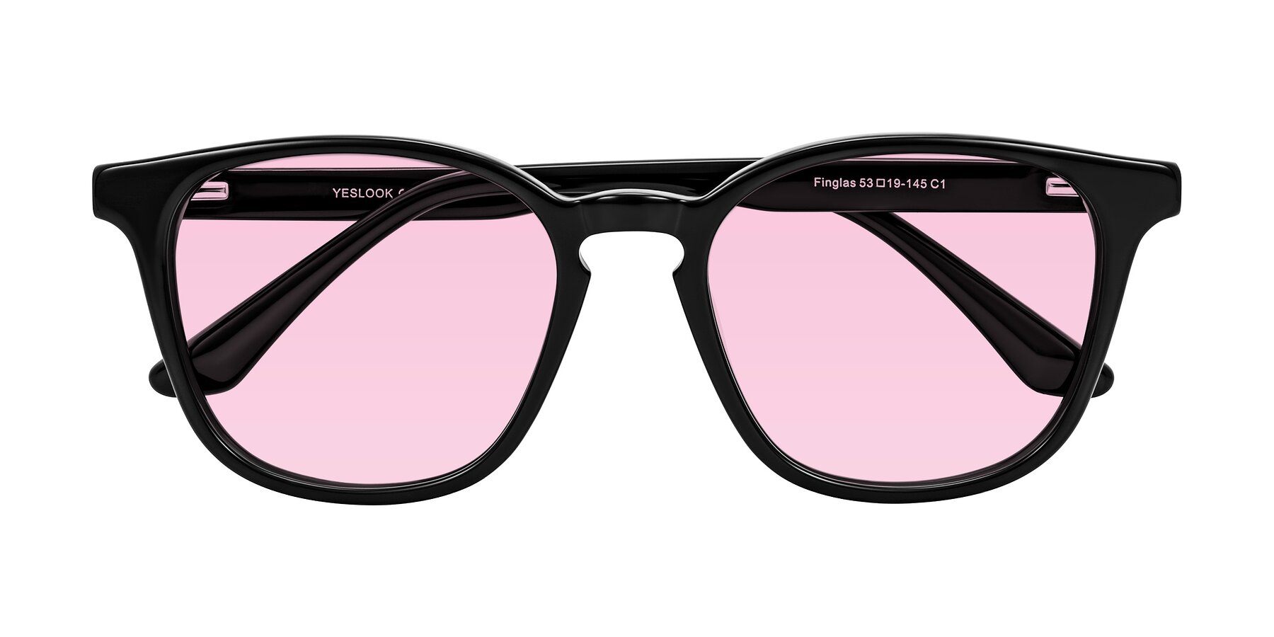 Folded Front of Finglas in Black with Light Pink Tinted Lenses