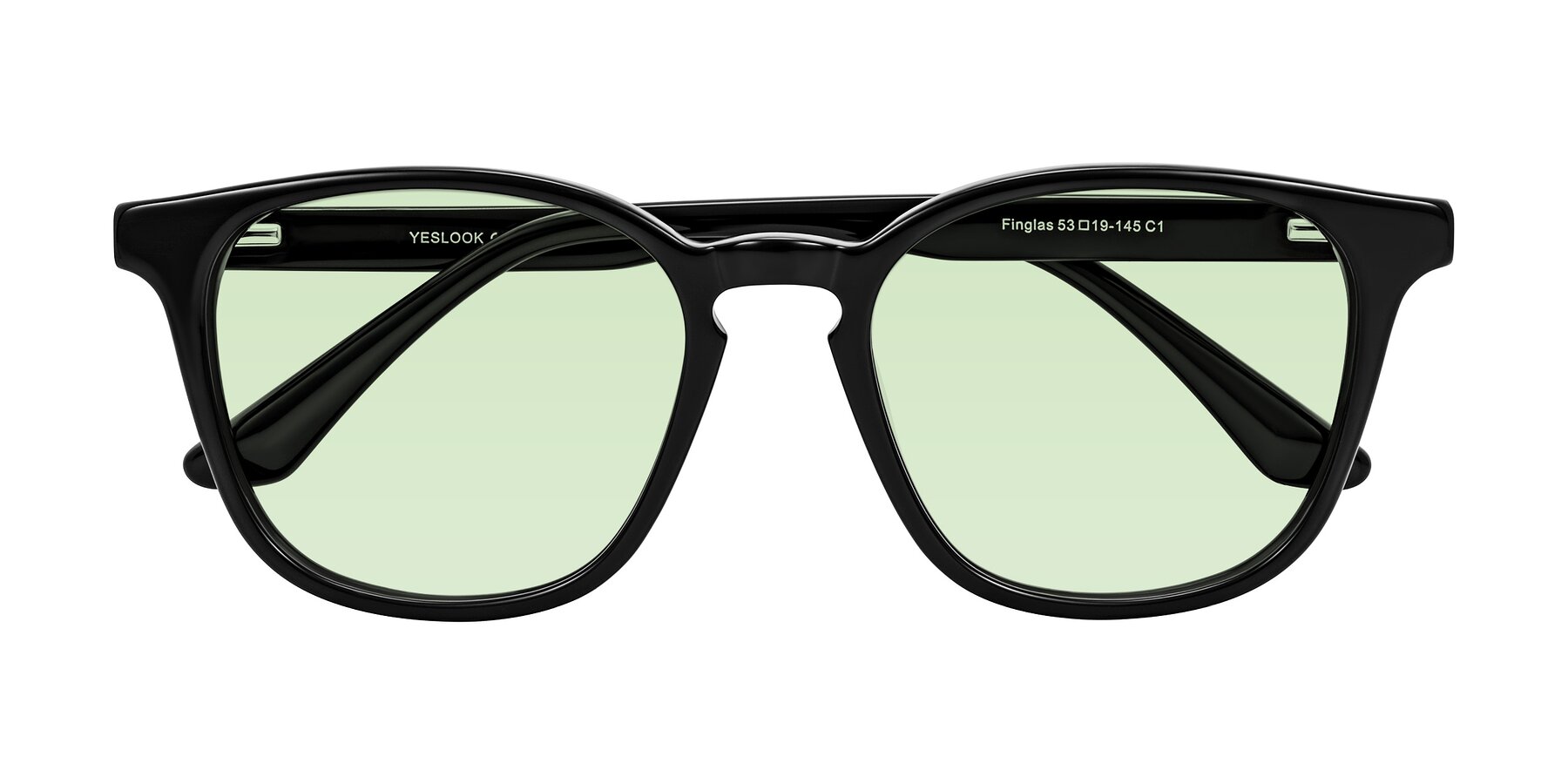 Folded Front of Finglas in Black with Light Green Tinted Lenses