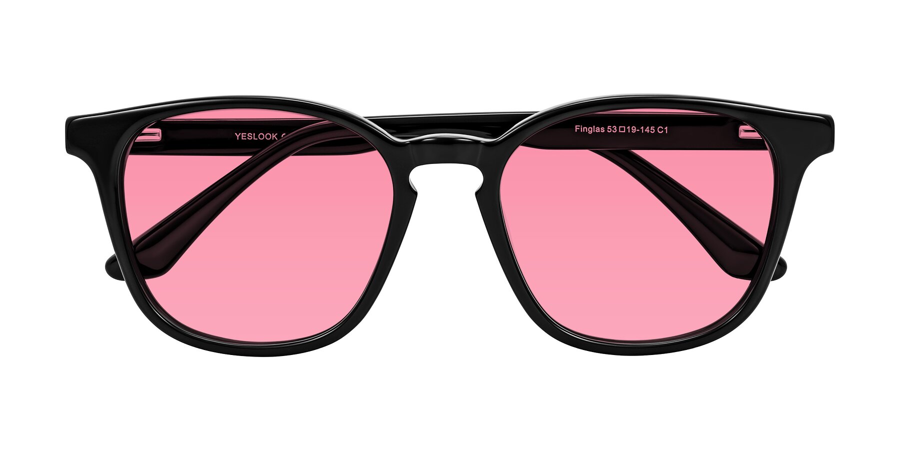 Folded Front of Finglas in Black with Pink Tinted Lenses