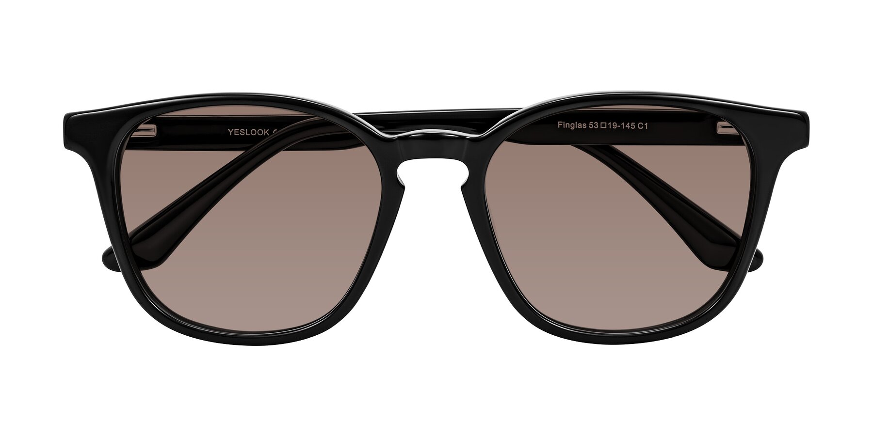 Folded Front of Finglas in Black with Medium Brown Tinted Lenses