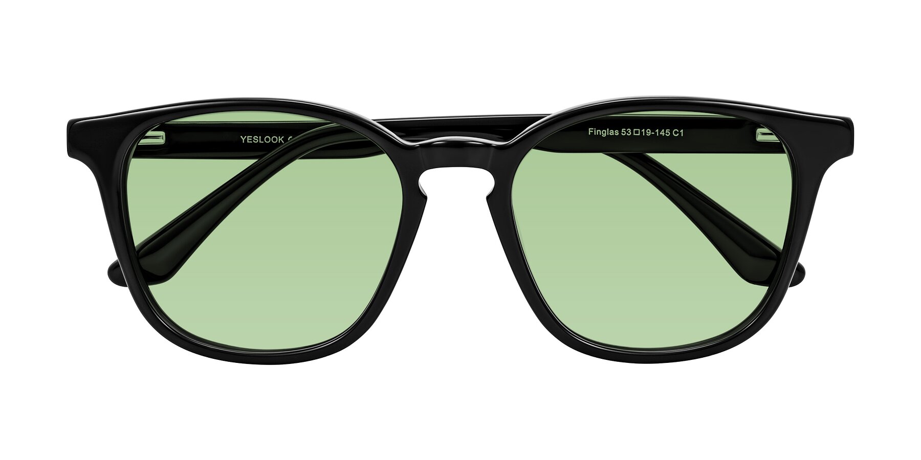 Folded Front of Finglas in Black with Medium Green Tinted Lenses