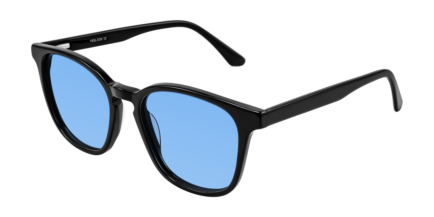 Angle of Finglas in Black with Medium Blue Tinted Lenses