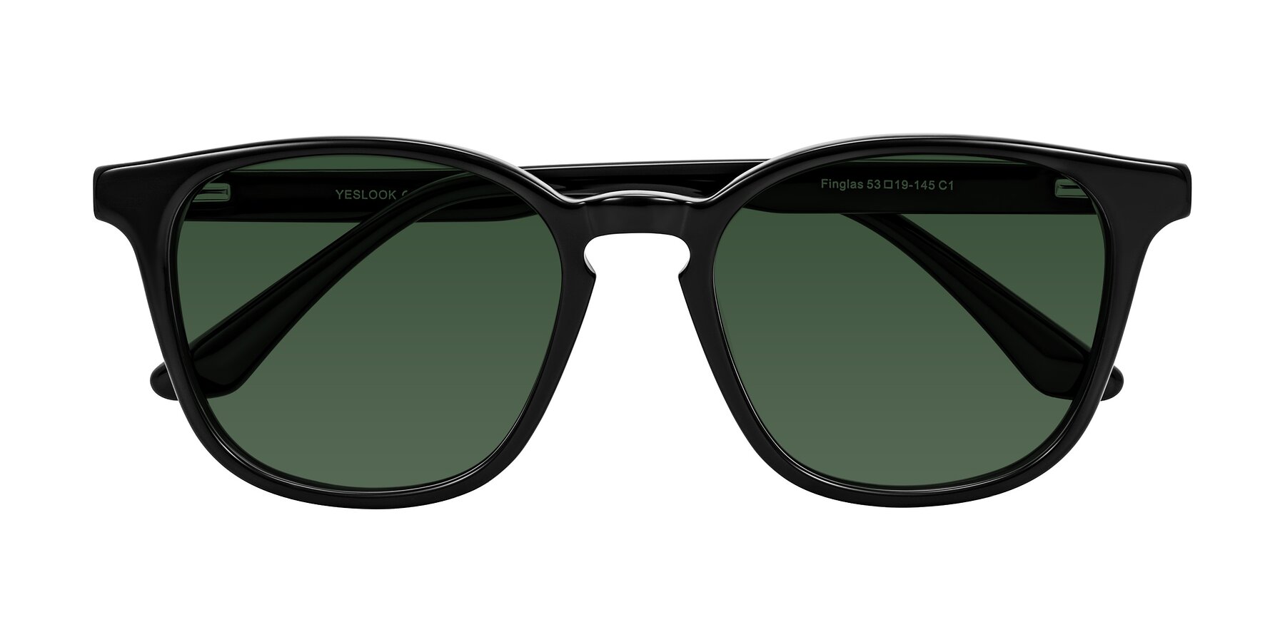 Folded Front of Finglas in Black with Green Tinted Lenses