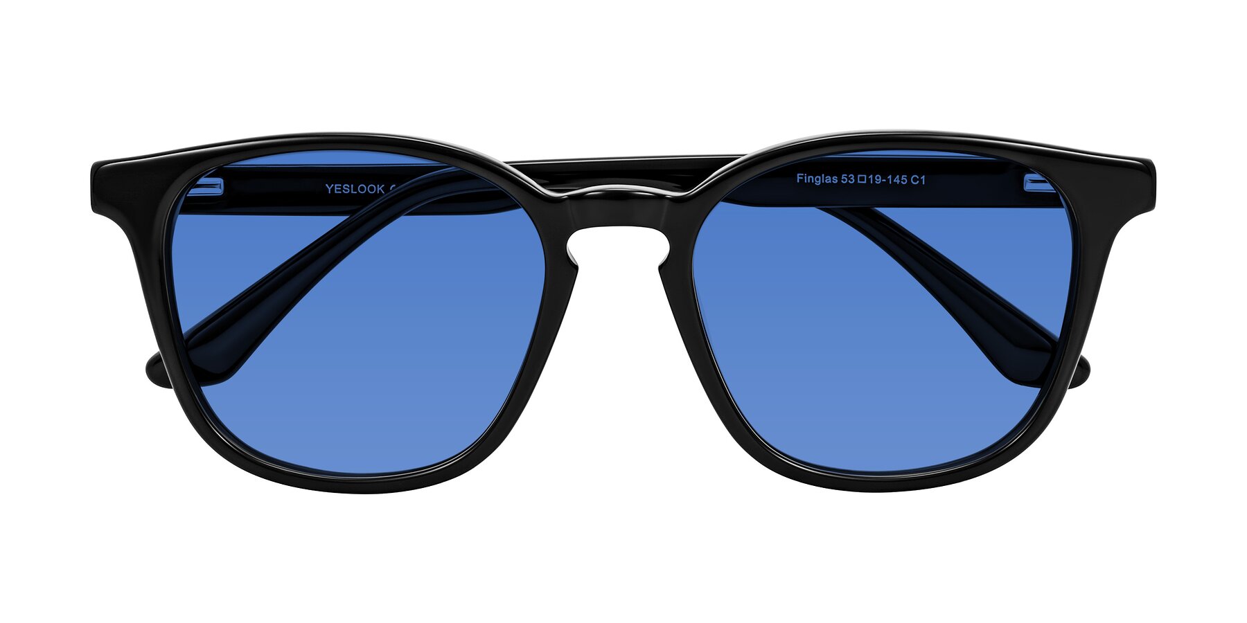 Folded Front of Finglas in Black with Blue Tinted Lenses