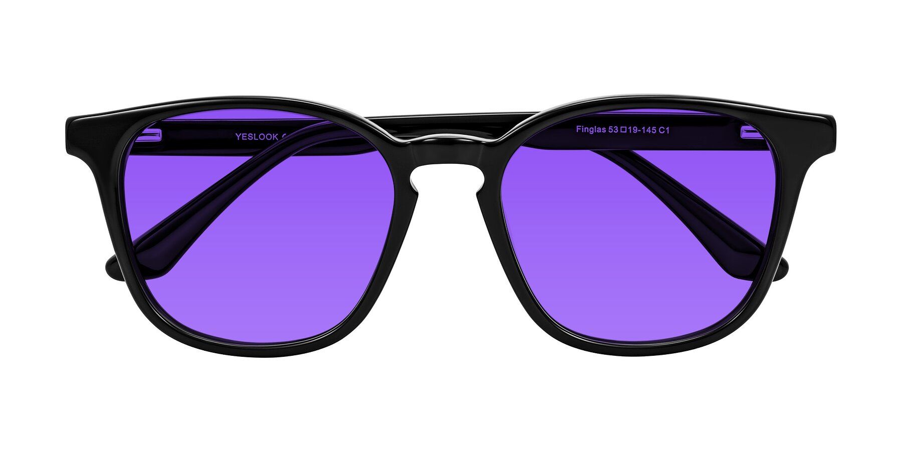 Folded Front of Finglas in Black with Purple Tinted Lenses