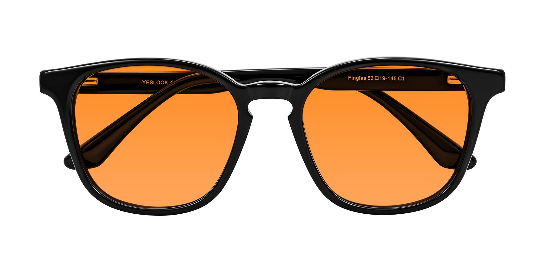 Folded Front of Finglas in Black with Orange Tinted Lenses