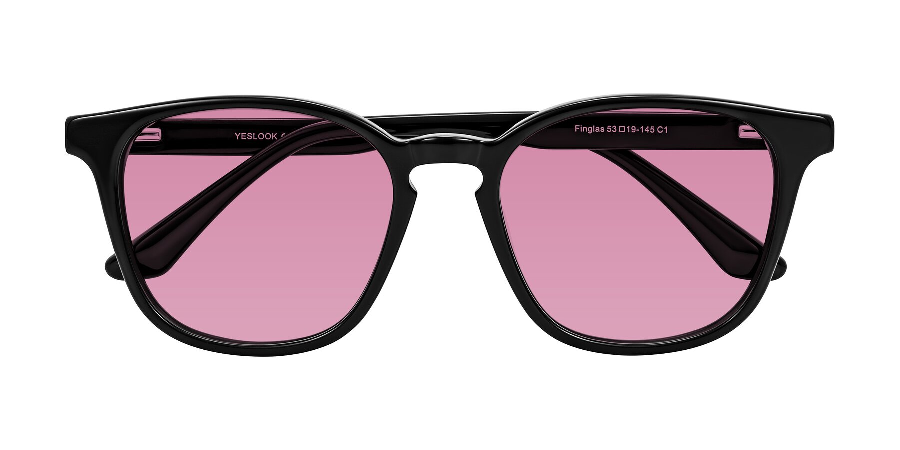 Folded Front of Finglas in Black with Medium Wine Tinted Lenses