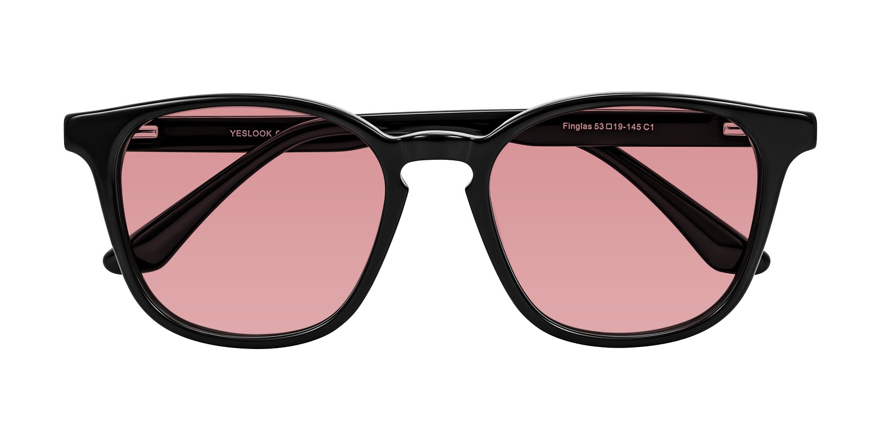 Folded Front of Finglas in Black with Medium Garnet Tinted Lenses