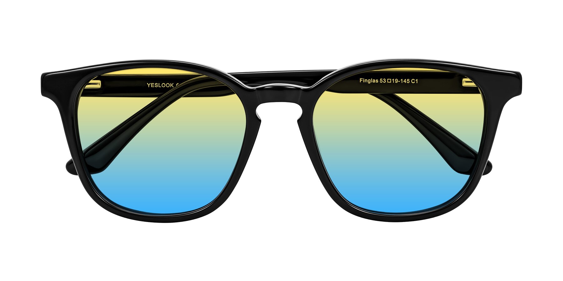 Folded Front of Finglas in Black with Yellow / Blue Gradient Lenses