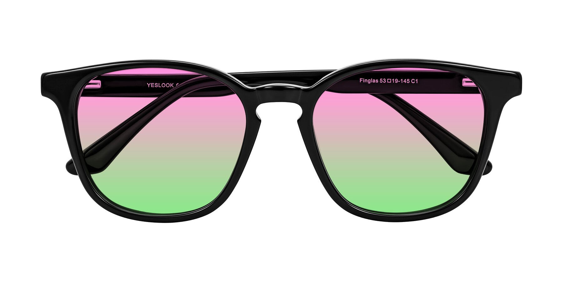 Folded Front of Finglas in Black with Pink / Green Gradient Lenses
