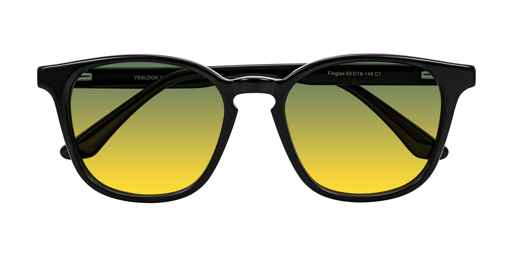 Folded Front of Finglas in Black with Green / Yellow Gradient Lenses
