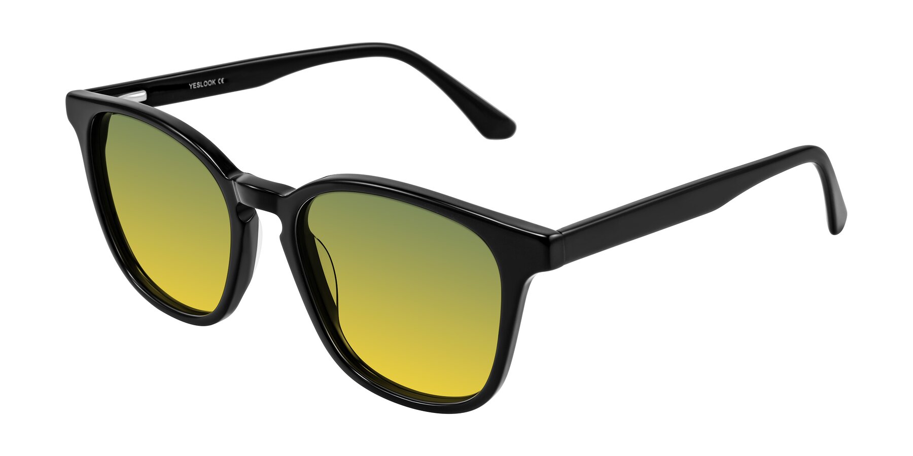 Angle of Finglas in Black with Green / Yellow Gradient Lenses