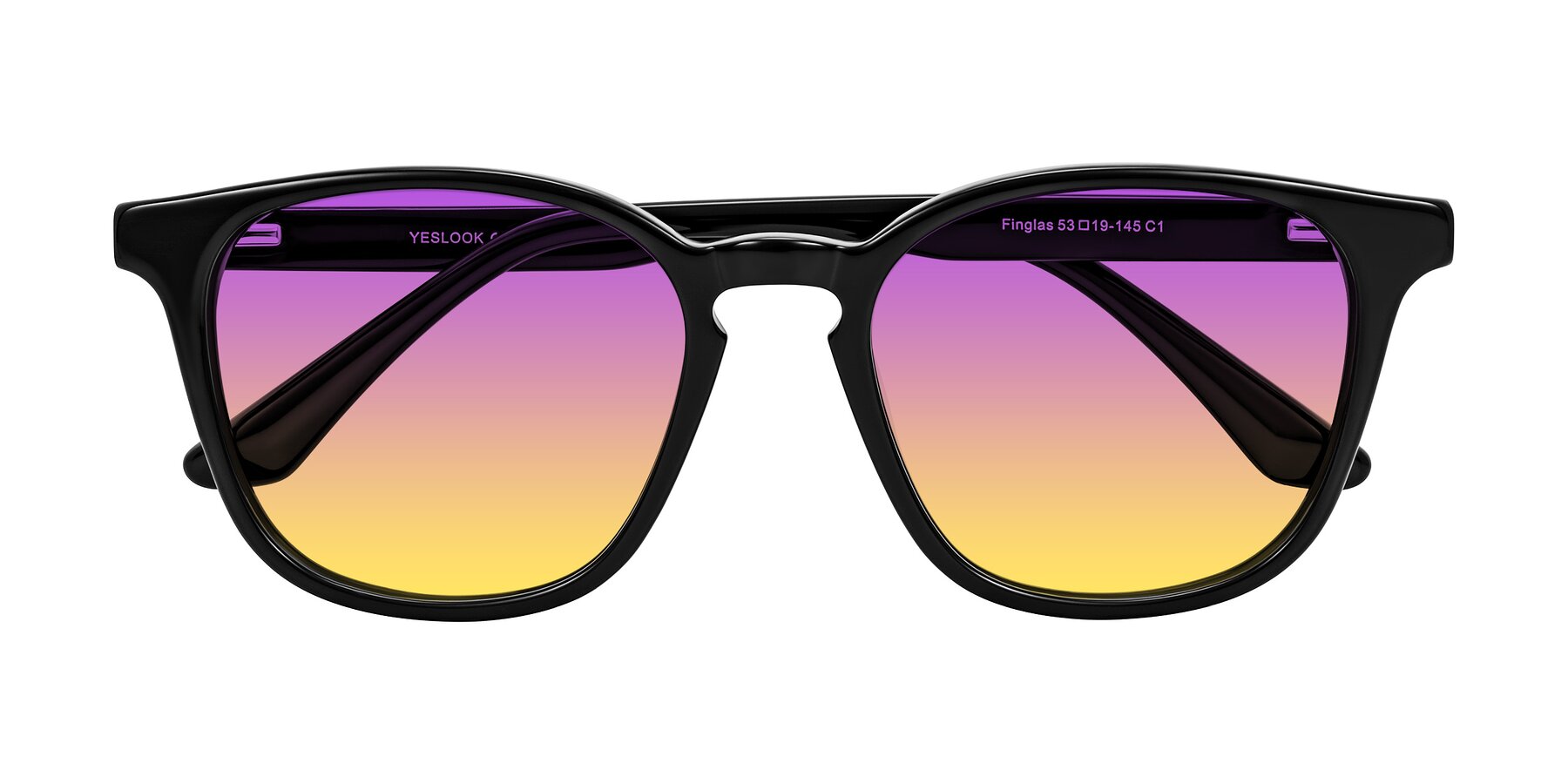 Folded Front of Finglas in Black with Purple / Yellow Gradient Lenses