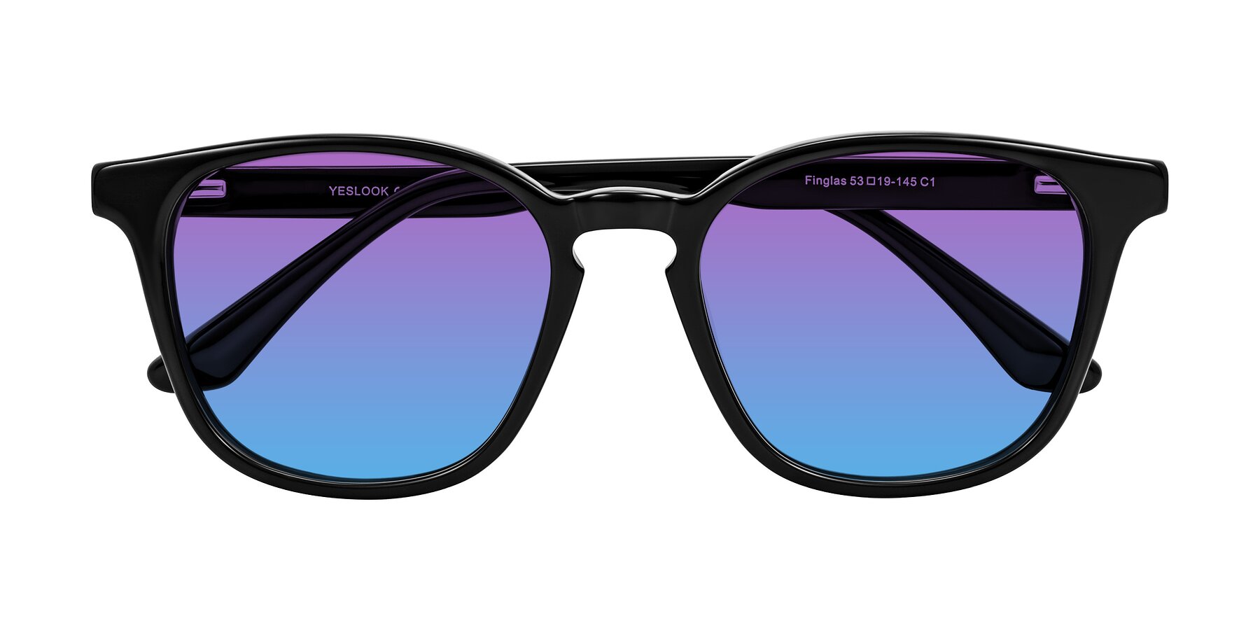 Folded Front of Finglas in Black with Purple / Blue Gradient Lenses