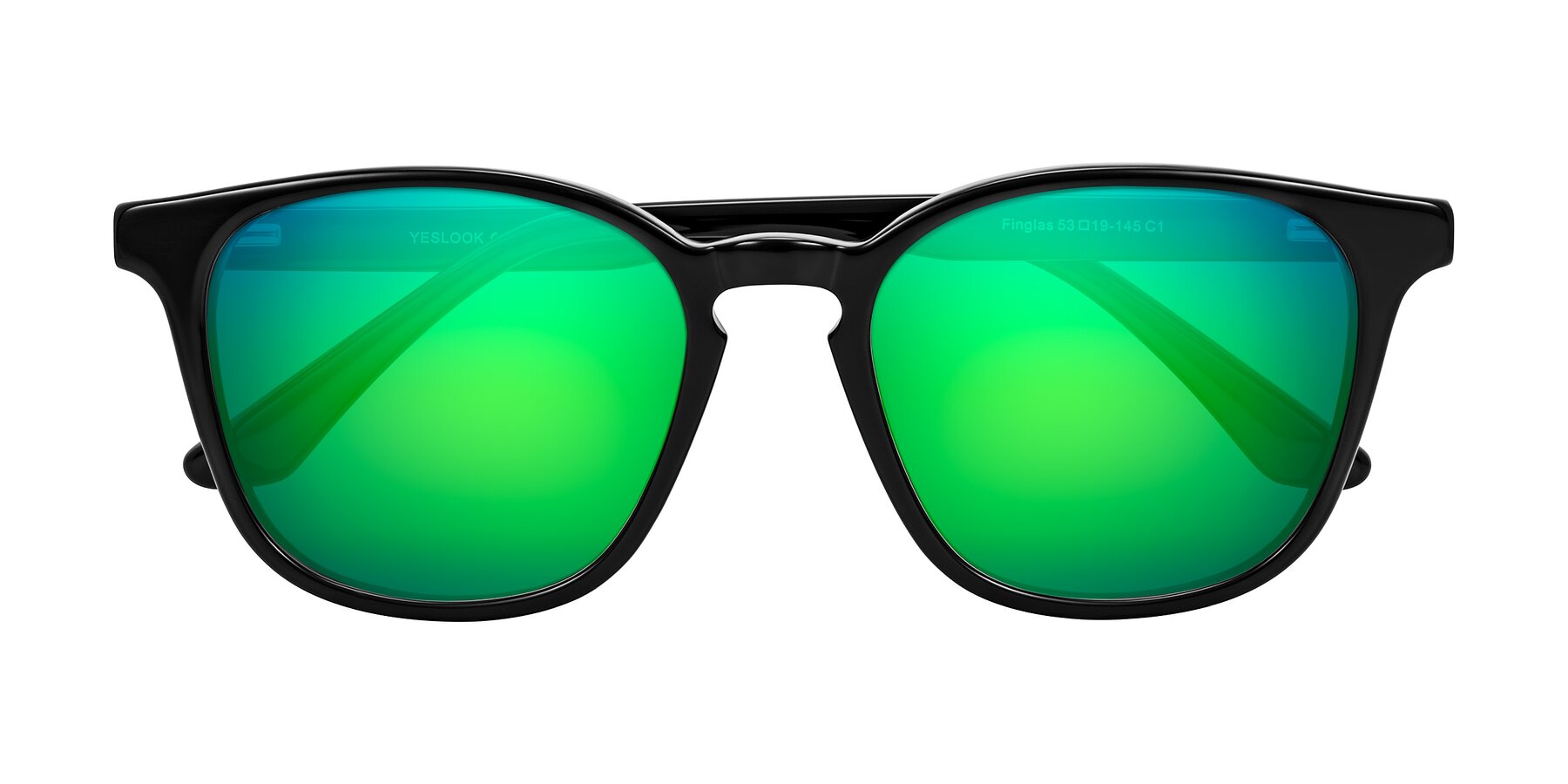 Folded Front of Finglas in Black with Green Mirrored Lenses