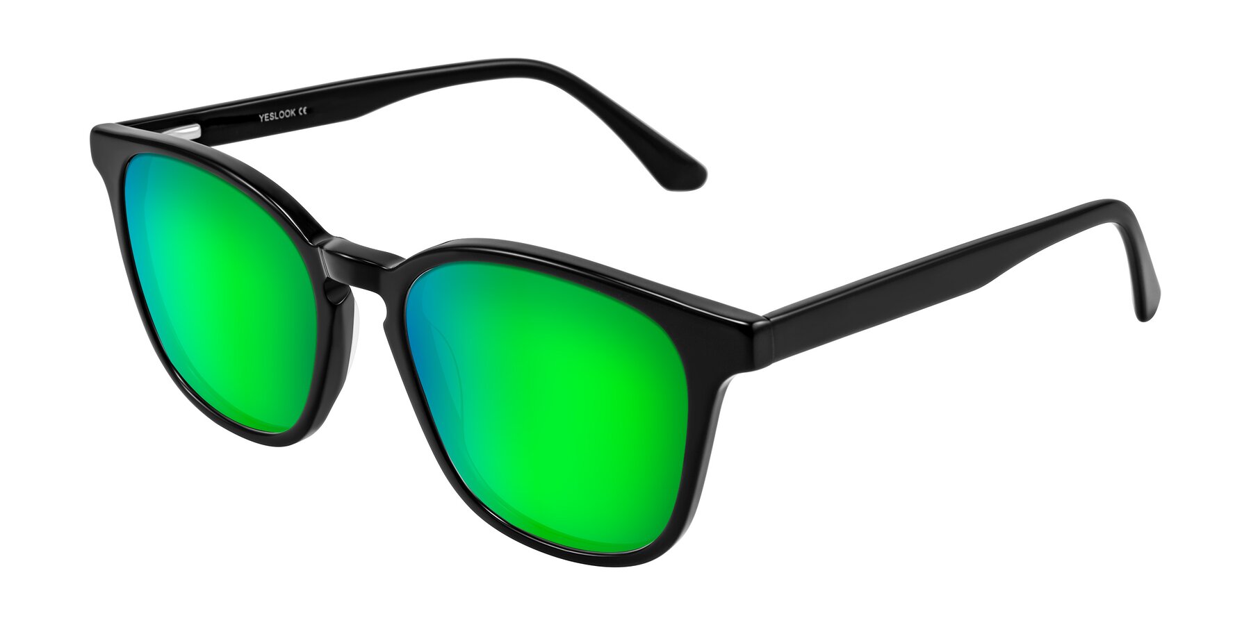 Angle of Finglas in Black with Green Mirrored Lenses