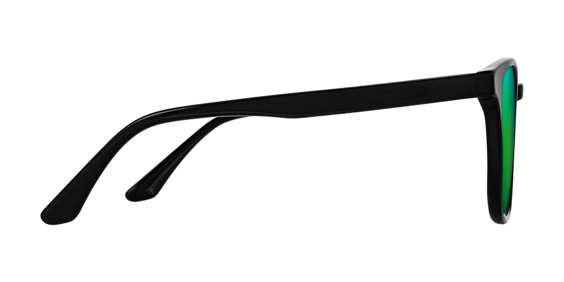 Side of Finglas in Black with Green Mirrored Lenses