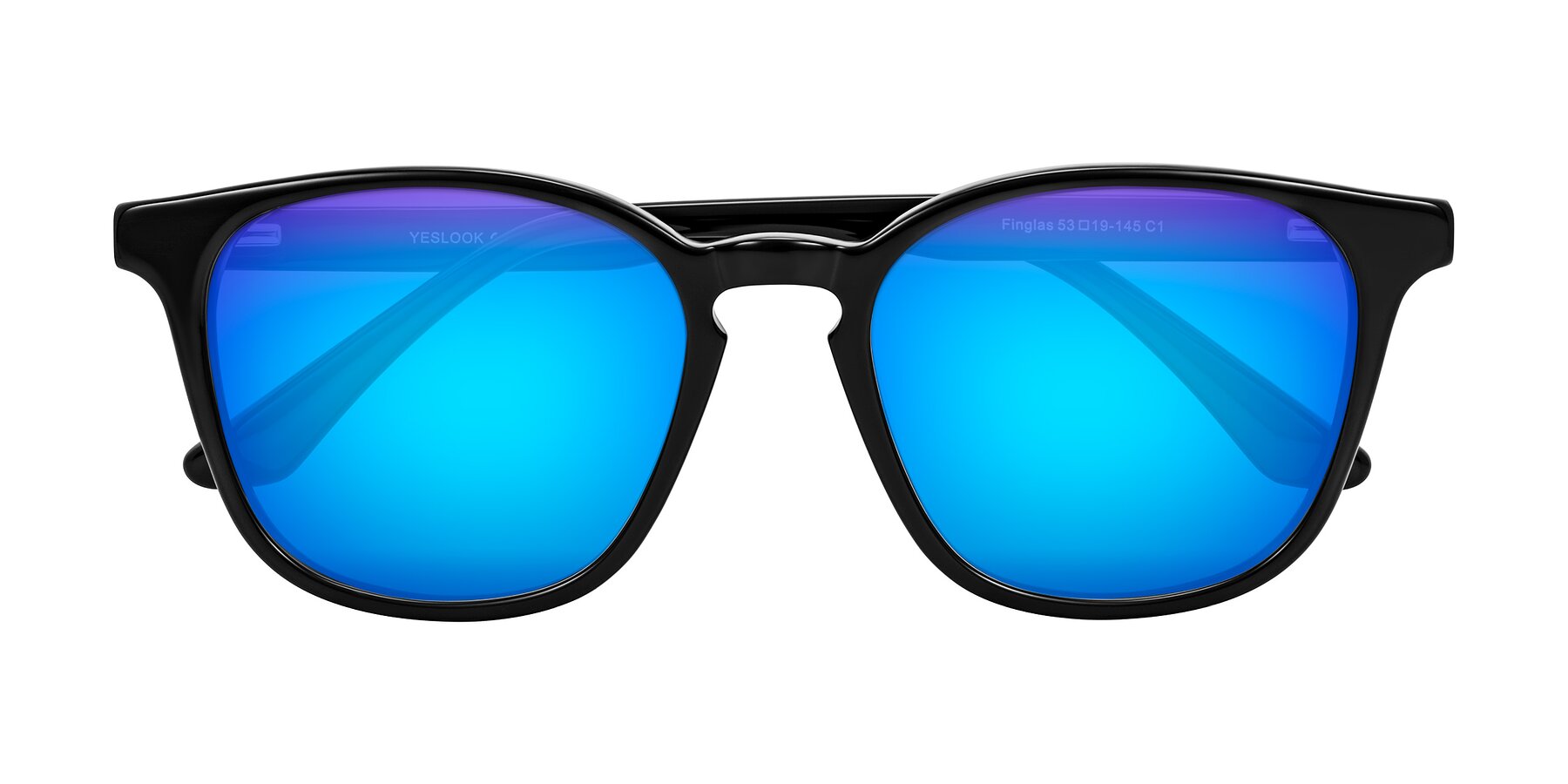 Folded Front of Finglas in Black with Blue Mirrored Lenses