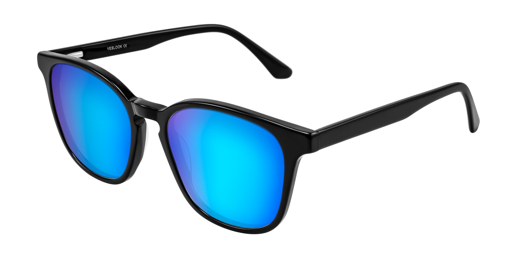 Angle of Finglas in Black with Blue Mirrored Lenses