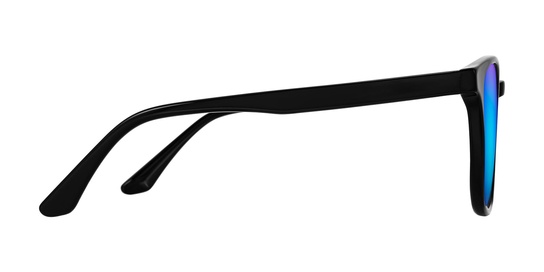 Side of Finglas in Black with Blue Mirrored Lenses