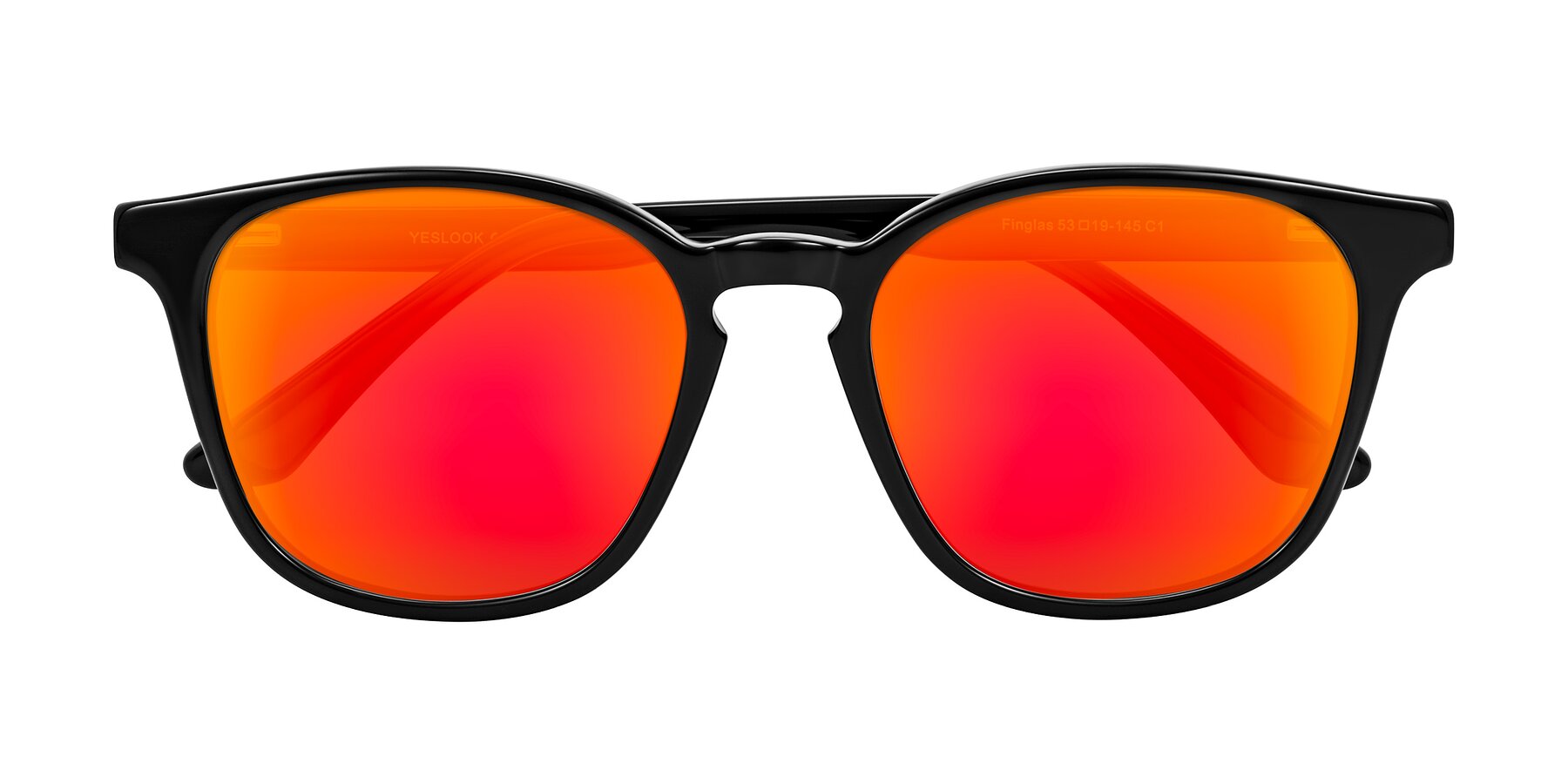 Folded Front of Finglas in Black with Red Gold Mirrored Lenses