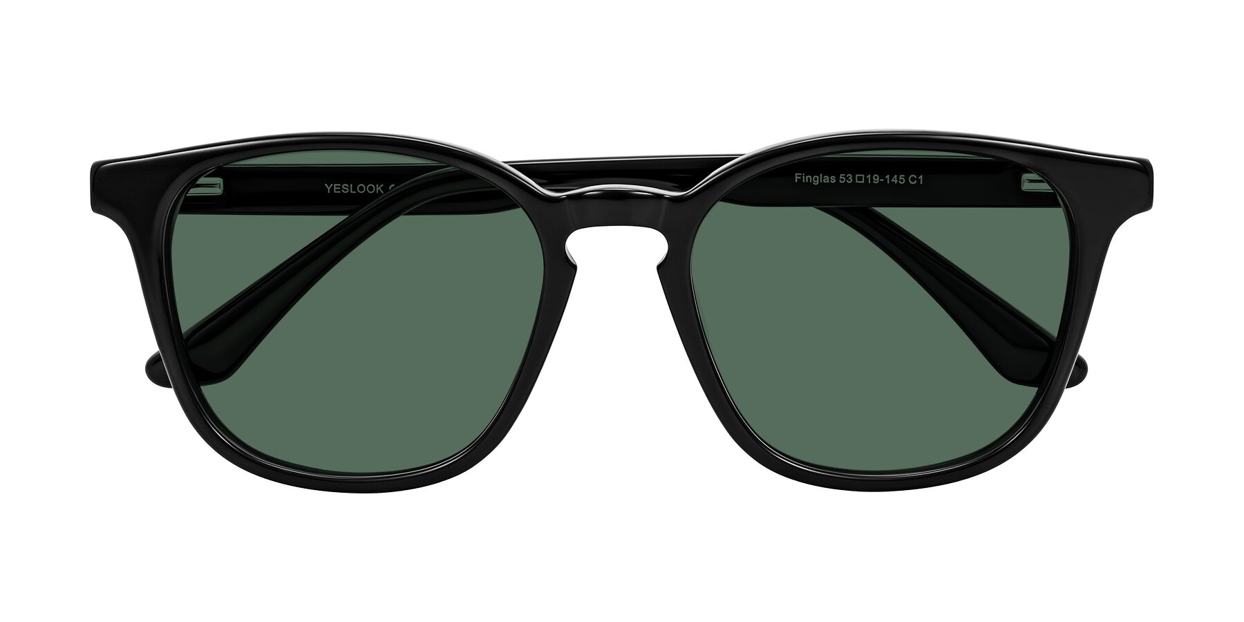 Folded Front of Finglas in Black with Green Polarized Lenses