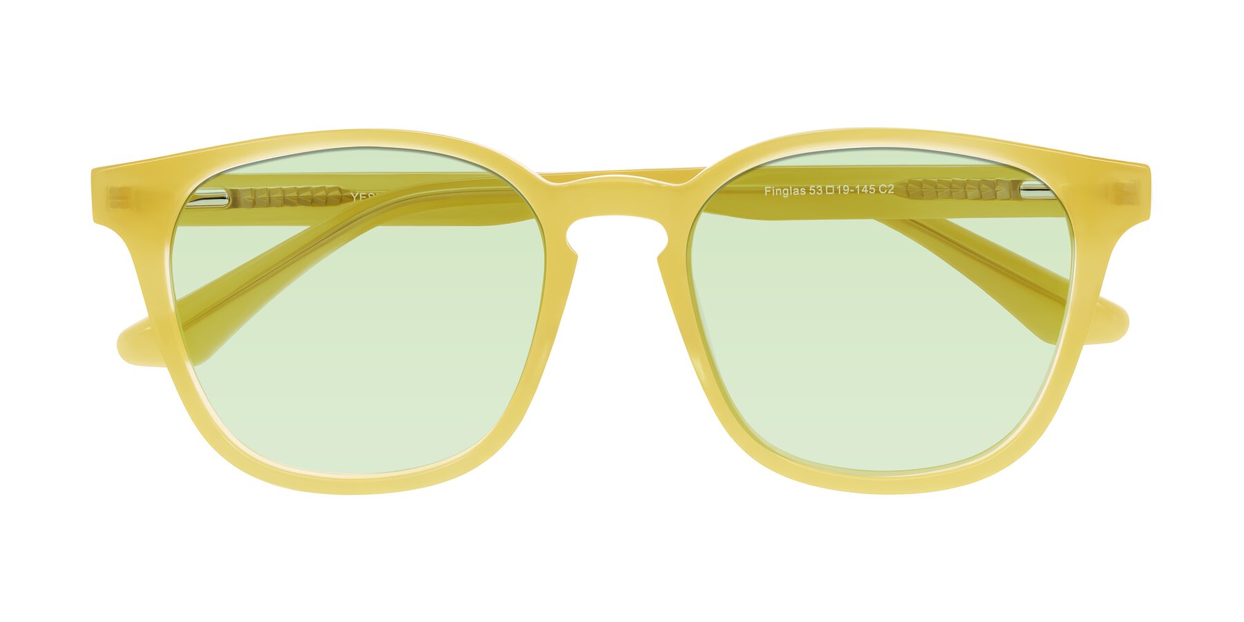 Folded Front of Finglas in Honey with Light Green Tinted Lenses