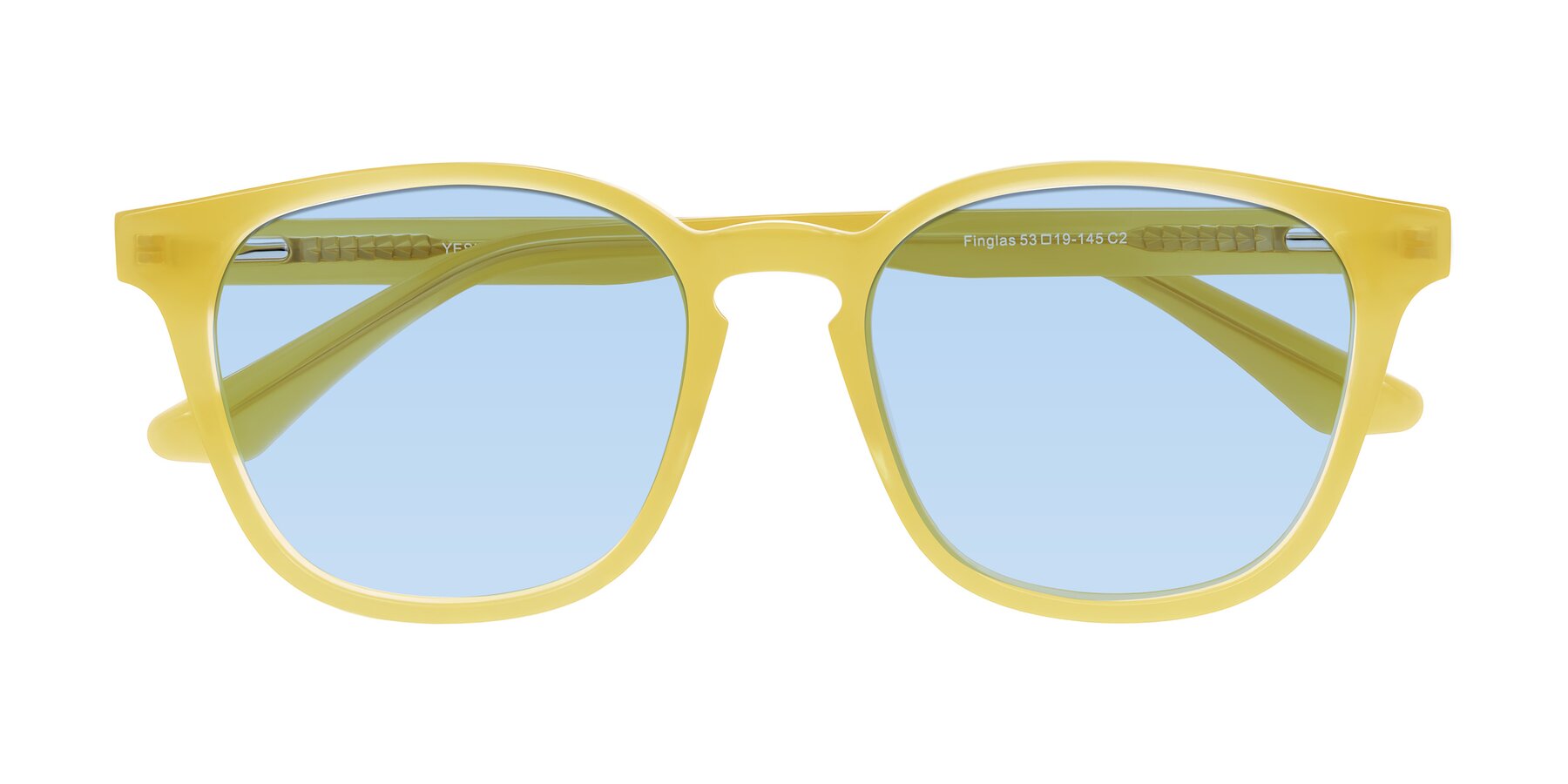 Folded Front of Finglas in Honey with Light Blue Tinted Lenses