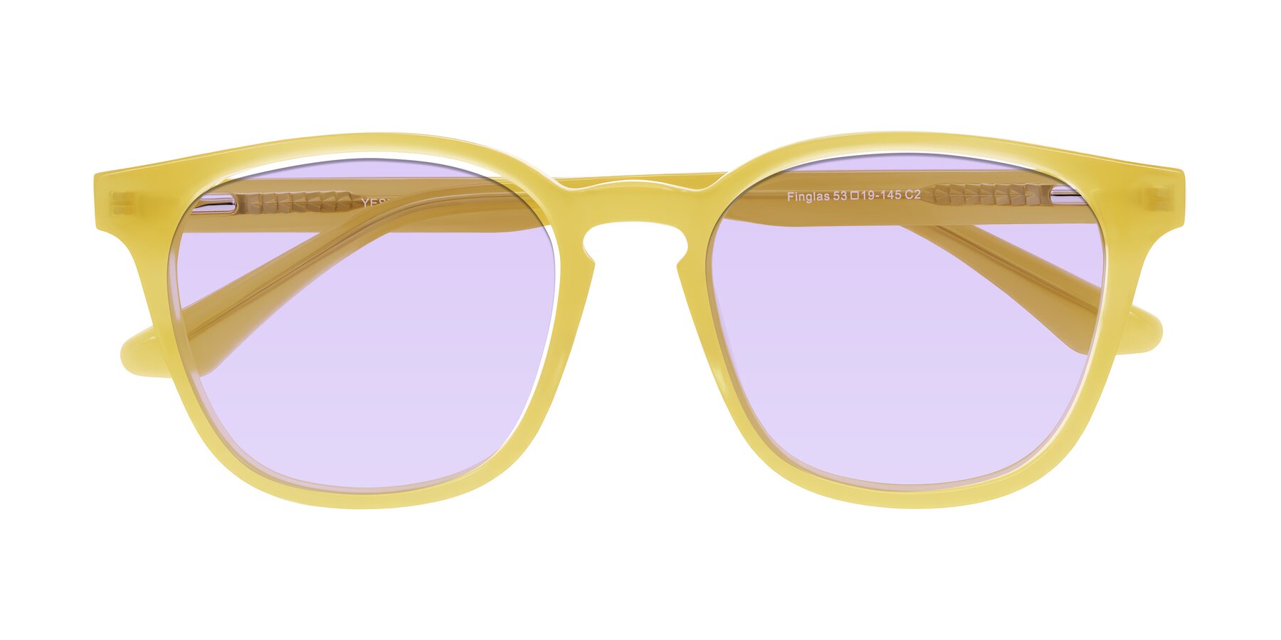 Folded Front of Finglas in Honey with Light Purple Tinted Lenses