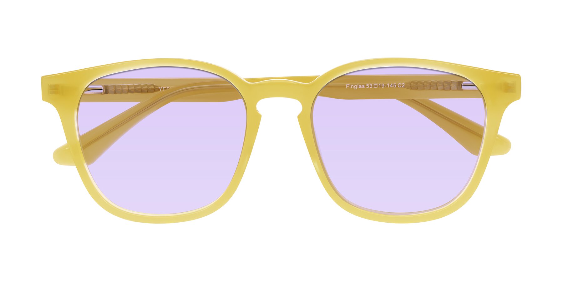Folded Front of Finglas in Honey with Light Purple Tinted Lenses