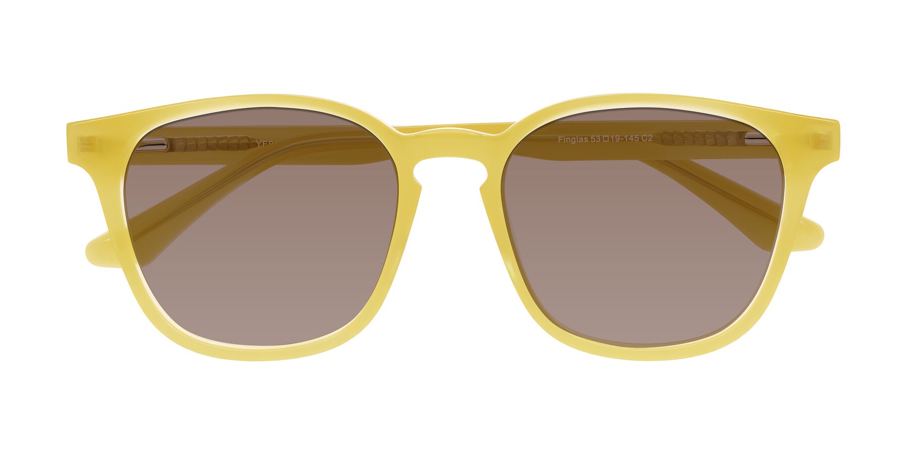 Folded Front of Finglas in Honey with Medium Brown Tinted Lenses