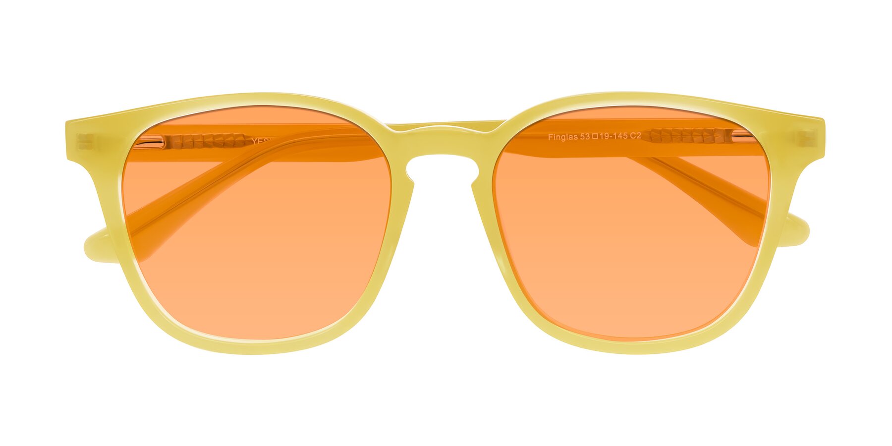 Folded Front of Finglas in Honey with Medium Orange Tinted Lenses