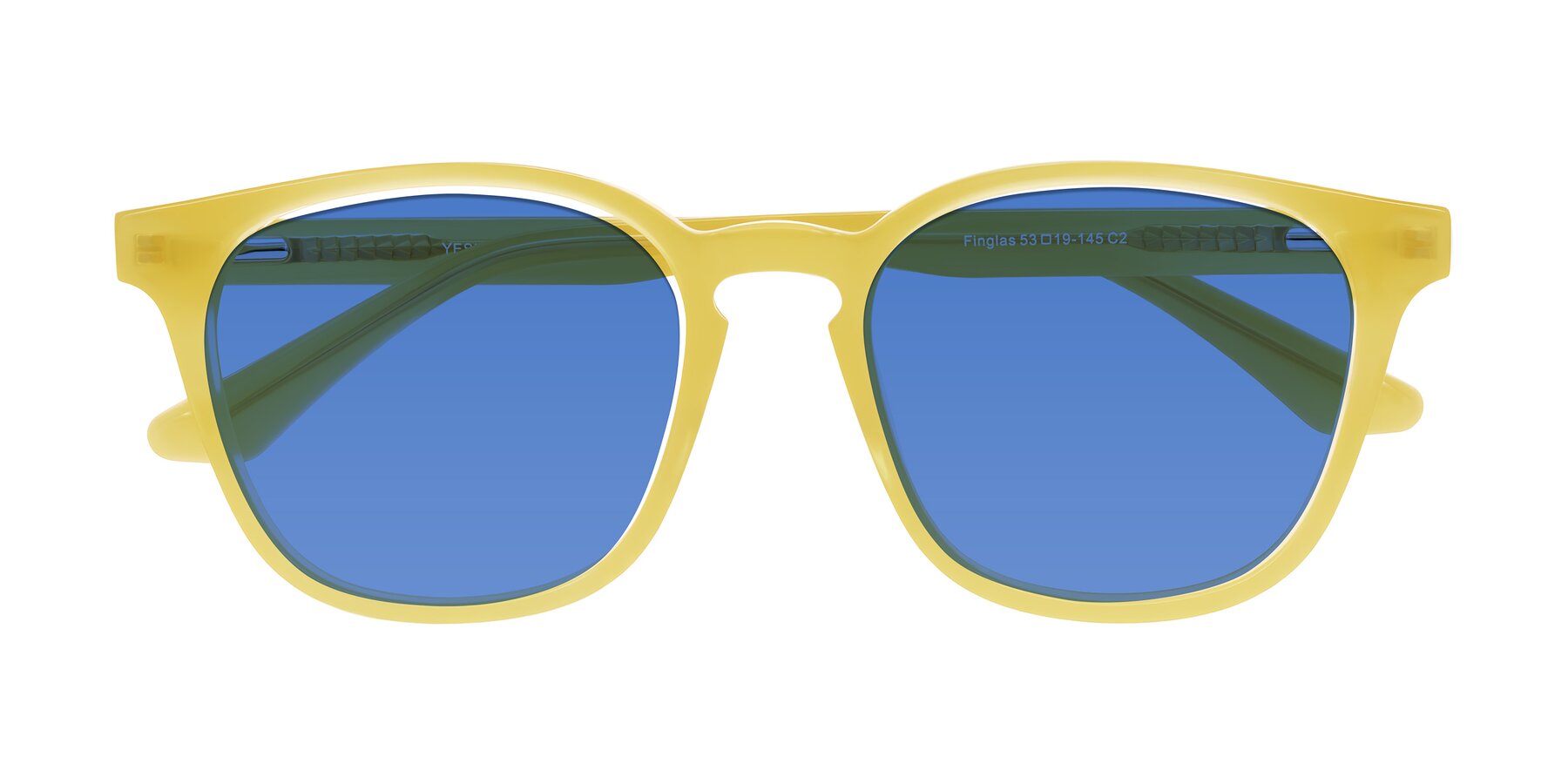 Folded Front of Finglas in Honey with Blue Tinted Lenses