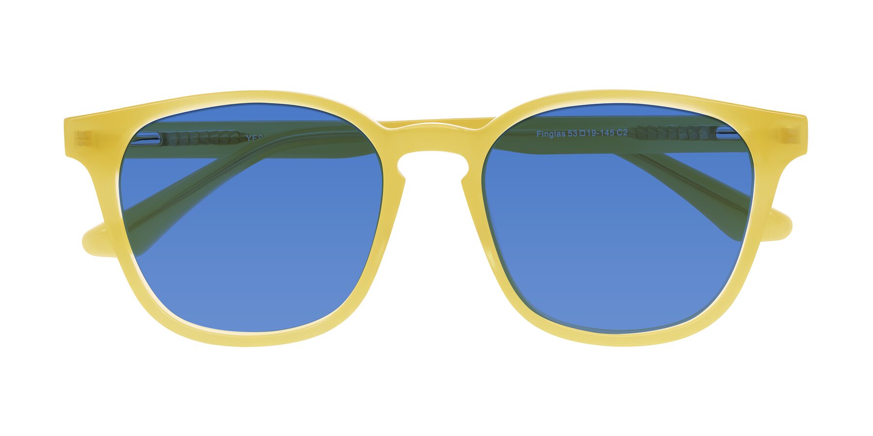 Folded Front of Finglas in Honey with Blue Tinted Lenses