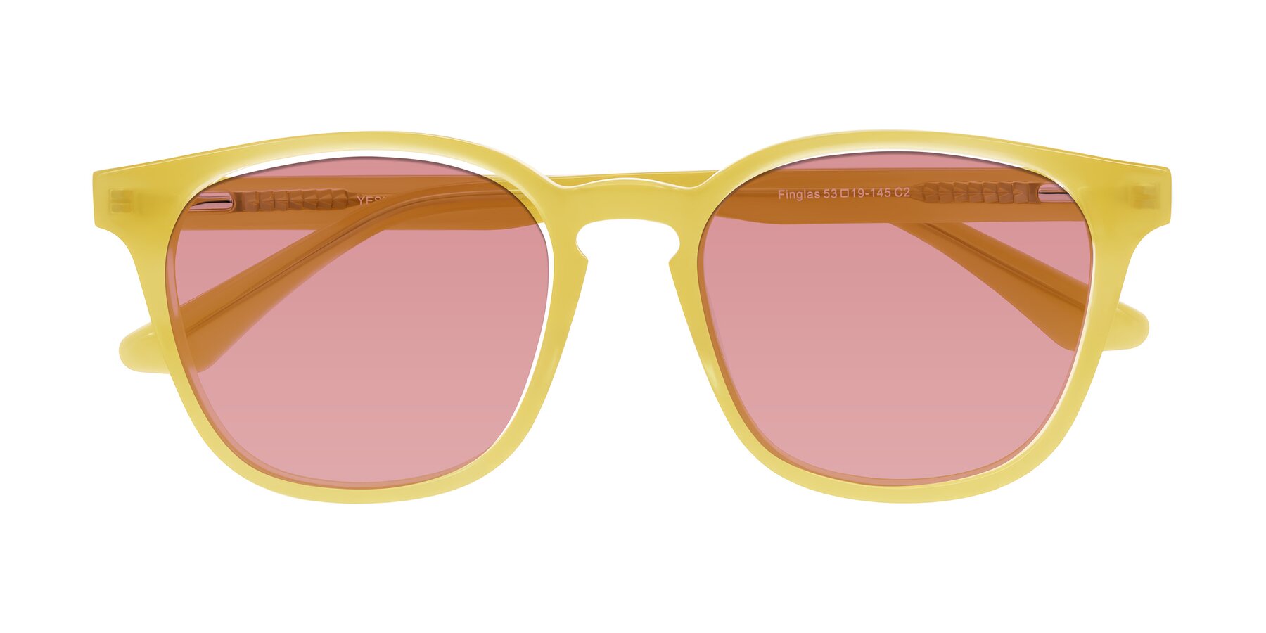 Folded Front of Finglas in Honey with Medium Garnet Tinted Lenses