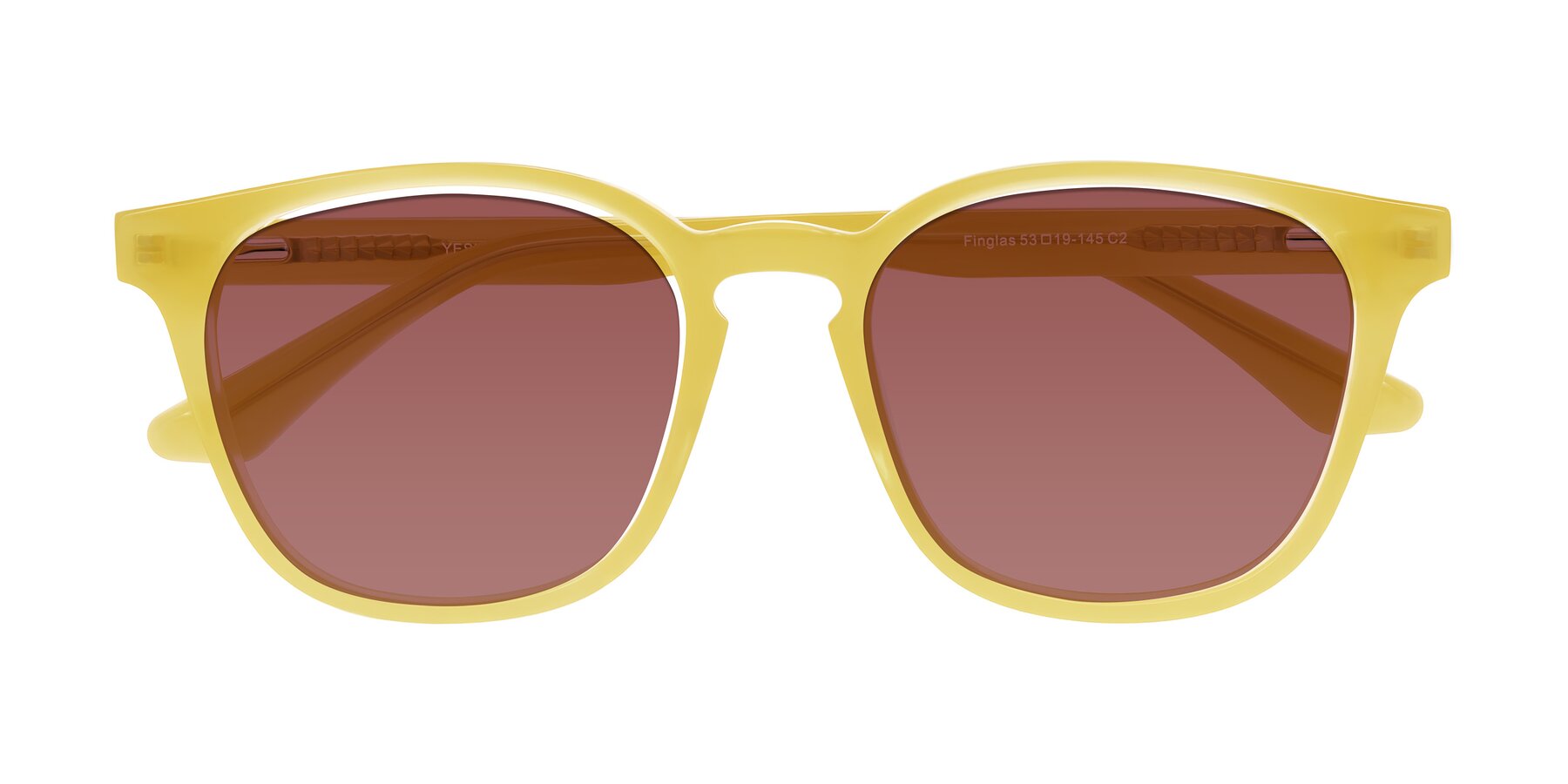 Folded Front of Finglas in Honey with Garnet Tinted Lenses