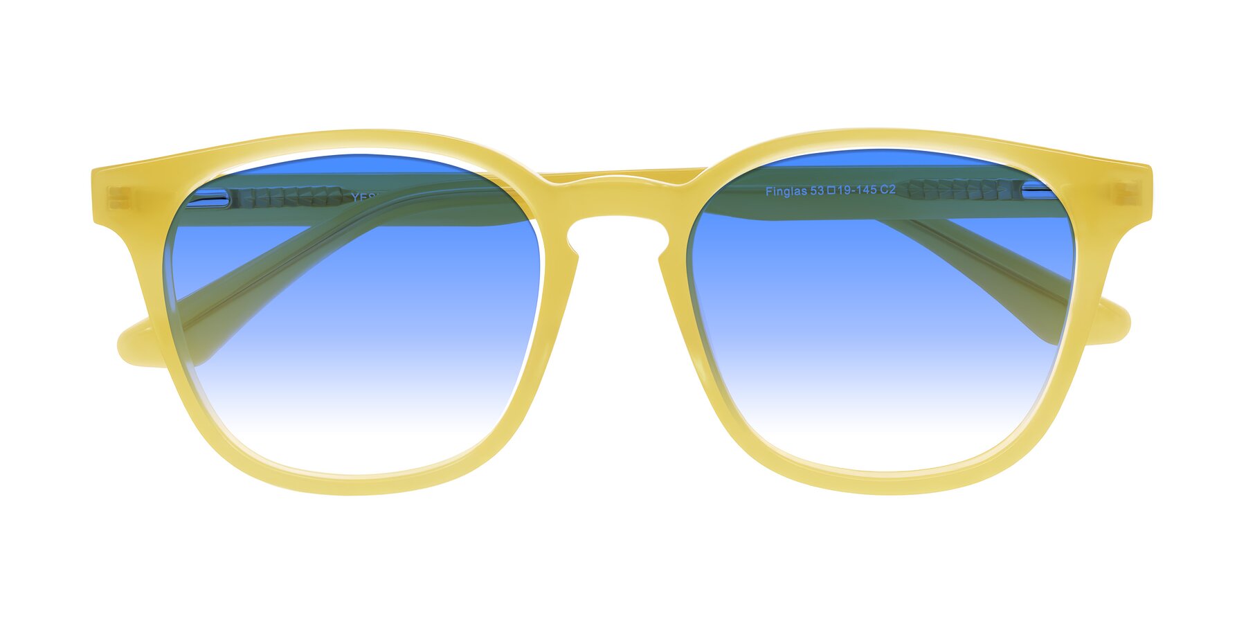Folded Front of Finglas in Honey with Blue Gradient Lenses